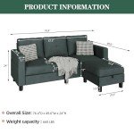 Dark Grey L-Shaped Sectional Couch with Ottoman