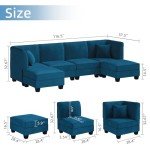 Vongrasig 6-Piece Modular Velvet Sectional Sofa