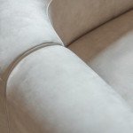 Cream Velvet Modern 4-Seater Curved Sofa