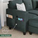 Dark Grey L-Shaped Sectional Couch with Ottoman
