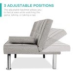 Light Gray Modern Folding Futon Sofa Bed