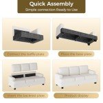Comfy 89-Inch Beige Loveseat Sofa for Living Room
