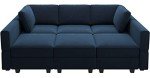 Belffin Blue Modular Velvet Sectional Sofa with Chaise