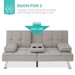 Light Gray Modern Folding Futon Sofa Bed