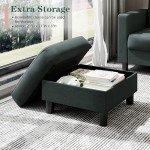 Dark Grey L-Shaped Sectional Couch with Ottoman
