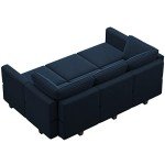 Belffin Blue Modular Velvet Sectional Sofa with Chaise