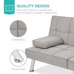 Light Gray Modern Folding Futon Sofa Bed