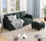 Dark Grey L-Shaped Sectional Couch with Ottoman
