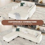 Beige Modular U-Shaped Sectional Sofa Couch