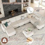 Beige Modular U-Shaped Sectional Sofa Couch
