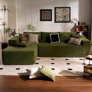 Ovivios 104" Cloud L-Shape Sectional Sofa - Green