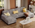 Furmax Grey U-Shaped Sectional Couch for Living Room
