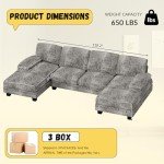 Grey U-Shaped Sectional Couch for Small Spaces