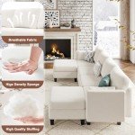 Beige Modular U-Shaped Sectional Sofa Couch