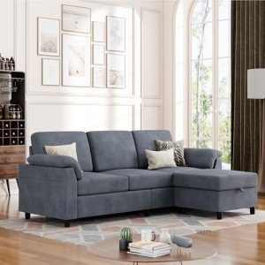 Gray Convertible Sectional Sofa with Removable Pillows
