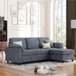 Gray Convertible Sectional Sofa with Removable Pillows