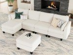 Beige Modular U-Shaped Sectional Sofa Couch