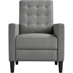 Gray Mid-Century Modern Fabric Recliner Chair