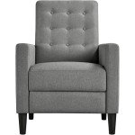 Gray Mid-Century Modern Fabric Recliner Chair