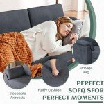 Gray Convertible Sectional Sofa with Removable Pillows