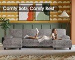Furmax Grey U-Shaped Sectional Couch for Living Room