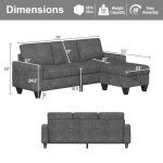 78'' Gray Convertible Sectional Sofa with Storage Ottoman