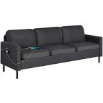 Mid Century Modern 3-Seat Sectional Sofa with USB