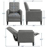 Gray Mid-Century Modern Fabric Recliner Chair