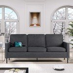Mid Century Modern 3-Seat Sectional Sofa with USB