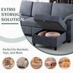 Gray Convertible Sectional Sofa with Removable Pillows