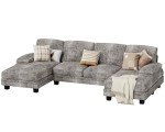 Grey U-Shaped Sectional Couch for Small Spaces
