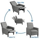 Gray Mid-Century Modern Fabric Recliner Chair
