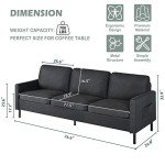 Mid Century Modern 3-Seat Sectional Sofa with USB
