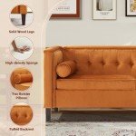 Elegant Velvet Mid-Century Sofa with Pillows