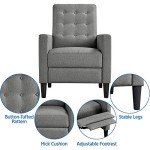 Gray Mid-Century Modern Fabric Recliner Chair
