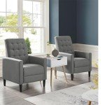 Gray Mid-Century Modern Fabric Recliner Chair