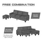 78'' Gray Convertible Sectional Sofa with Storage Ottoman