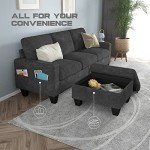 78'' Gray Convertible Sectional Sofa with Storage Ottoman