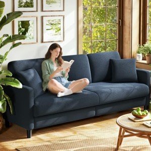 Welzona 83" Comfy Loveseat Sofa in Blue Grey