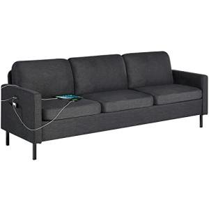 Mid Century Modern 3-Seat Sectional Sofa with USB
