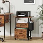 Light Brown Rolling File Cabinet with 2 Drawers