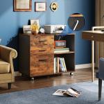 DEVAISE 3 Drawer Mobile File Cabinet - Rustic Brown