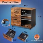 DEVAISE 3 Drawer Mobile File Cabinet - Rustic Brown