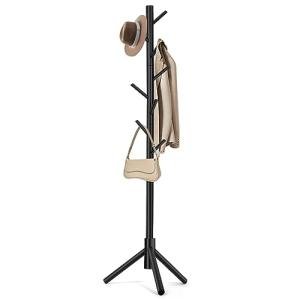 Freestanding Coat Rack with 8 Hooks and Adjustable Height
