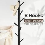 Freestanding Coat Rack with 8 Hooks and Adjustable Height
