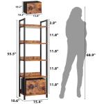 5-Tier Industrial Bookshelf with Drawer, Rustic Brown