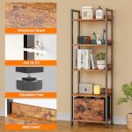 5-Tier Industrial Bookshelf with Drawer, Rustic Brown