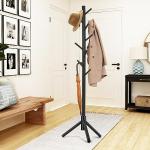 Freestanding Coat Rack with 8 Hooks and Adjustable Height