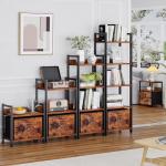 5-Tier Industrial Bookshelf with Drawer, Rustic Brown