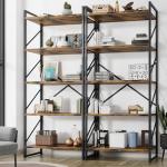 Shintenchi 5-Tier Tall Industrial Bookshelf - Rustic Brown